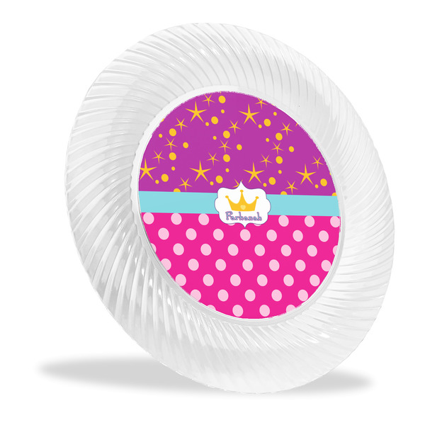 Custom Sparkle & Dots Plastic Party Dinner Plates - 10" (Personalized)