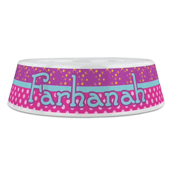 Sparkle & Dots Plastic Pet Bowls - Large - FRONT