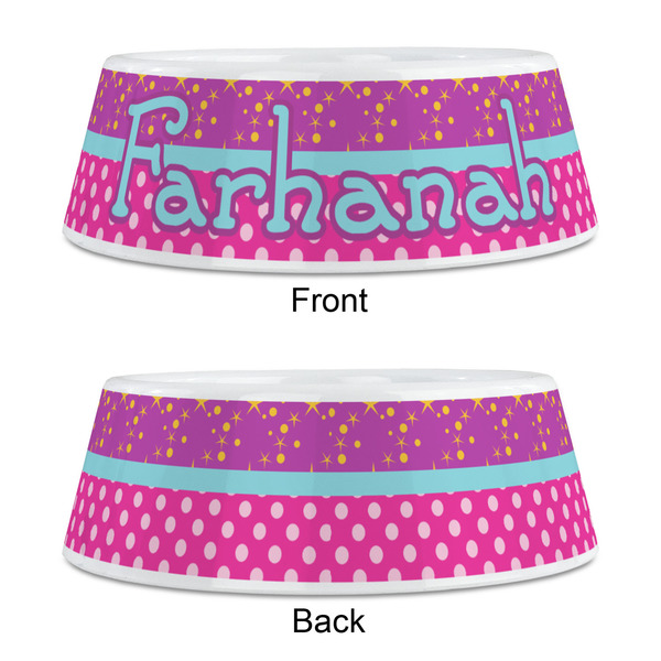 Sparkle & Dots Plastic Pet Bowls - Medium - APPROVAL