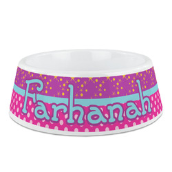 Sparkle & Dots Plastic Dog Bowl (Personalized)