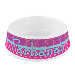 Sparkle & Dots Plastic Dog Bowl - Small (Personalized)