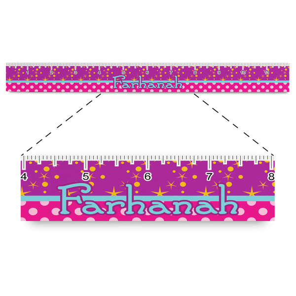 Custom Sparkle & Dots Plastic Ruler - 12" (Personalized)