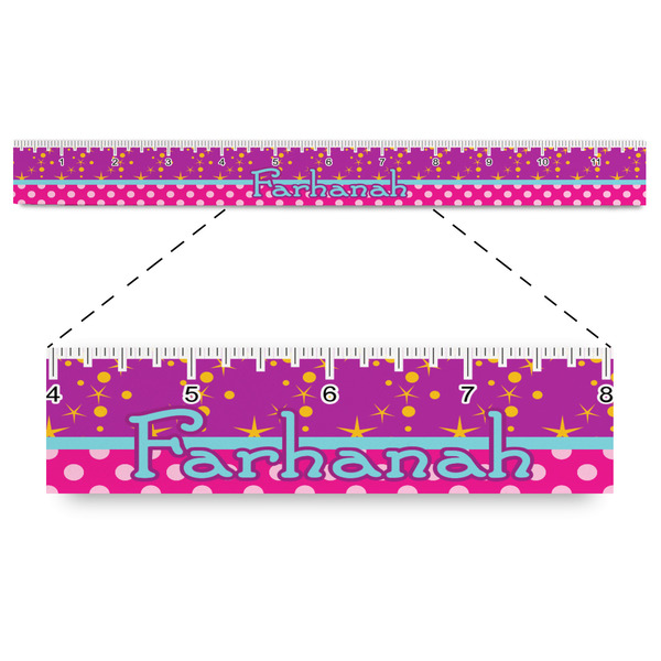 Custom Sparkle & Dots Plastic Ruler - 12" (Personalized)