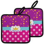 Sparkle & Dots Pot Holders - Set of 2 w/ Name or Text