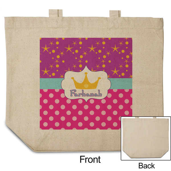 Sparkle & Dots Reusable Cotton Grocery Bag - Front & Back View