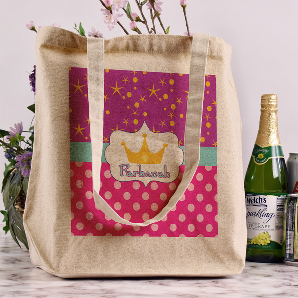 Sparkle & Dots Reusable Cotton Grocery Bag - In Context