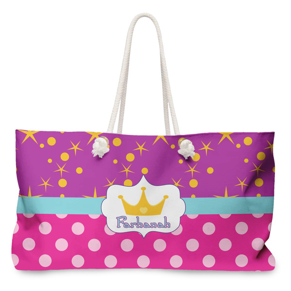 Custom Sparkle & Dots Large Tote Bag with Rope Handles (Personalized)