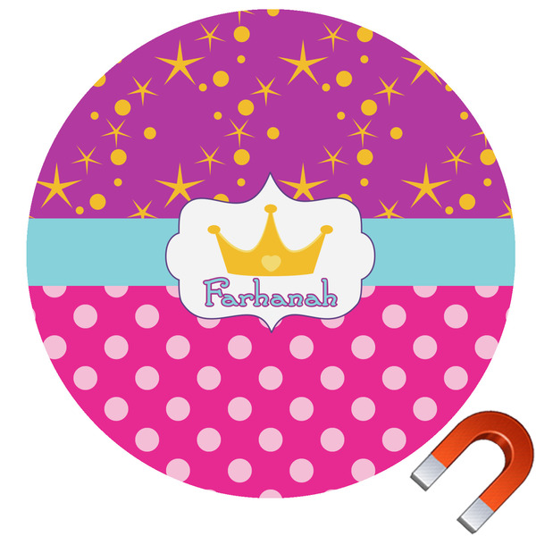 Custom Sparkle & Dots Round Car Magnet - 10" (Personalized)