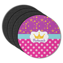 Sparkle & Dots Round Rubber Backed Coasters - Set of 4 (Personalized)