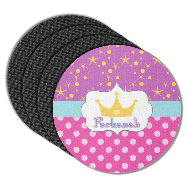 Custom Sparkle & Dots Round Rubber Backed Coasters - Set of 4 (Personalized)