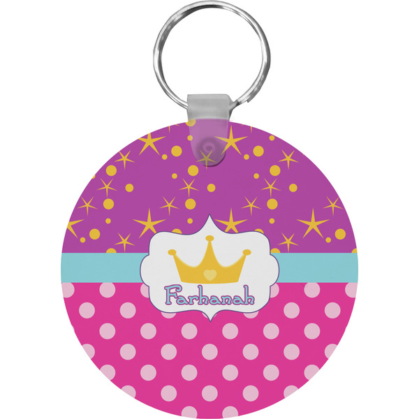 Sparkle & Dots Round Keychain (Personalized)