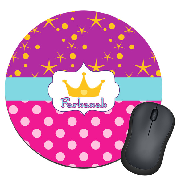 Custom Sparkle & Dots Round Mouse Pad (Personalized)