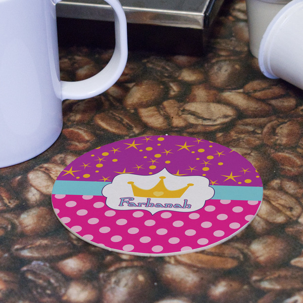 Sparkle & Dots Round Paper Coaster - Front