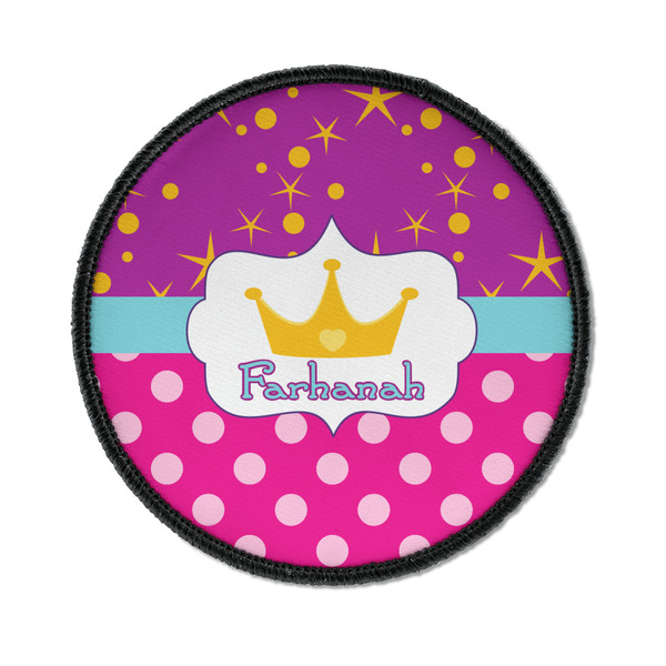 Custom Sparkle & Dots Iron On Round Patch w/ Name or Text