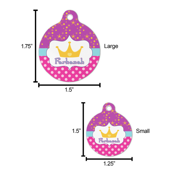 Sparkle & Dots Round Pet ID Tag - Large - Comparison Scale