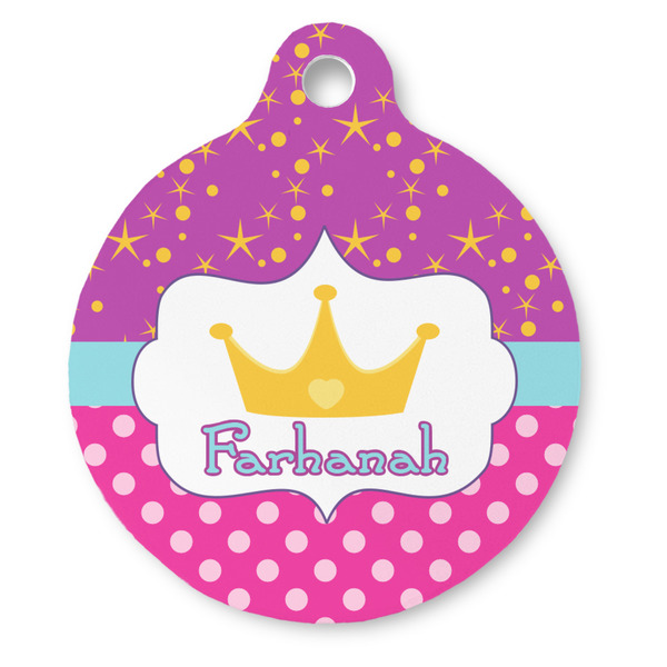 Custom Sparkle & Dots Round Pet ID Tag - Large (Personalized)