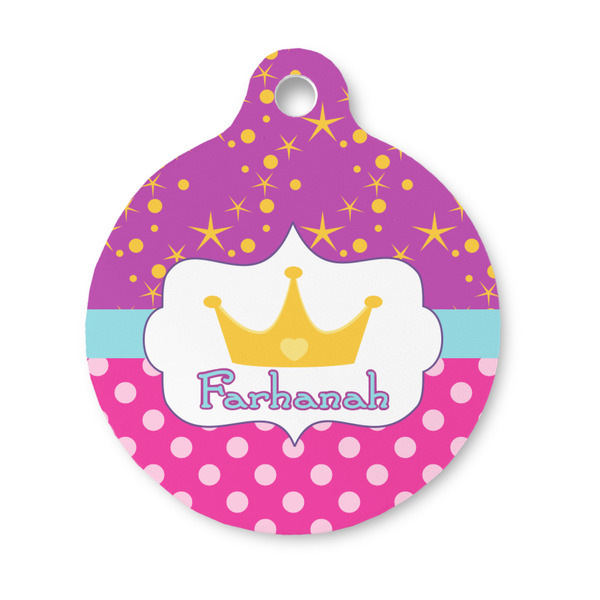 Custom Sparkle & Dots Round Pet ID Tag - Small (Personalized)