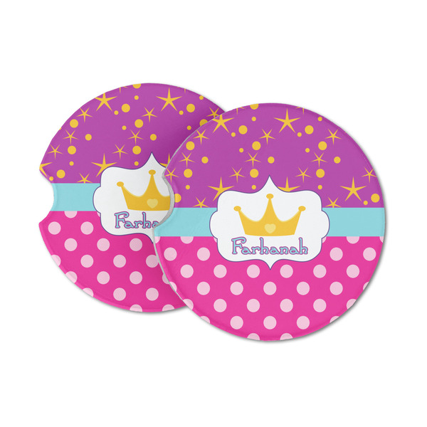 Custom Sparkle & Dots Sandstone Car Coasters (Personalized)