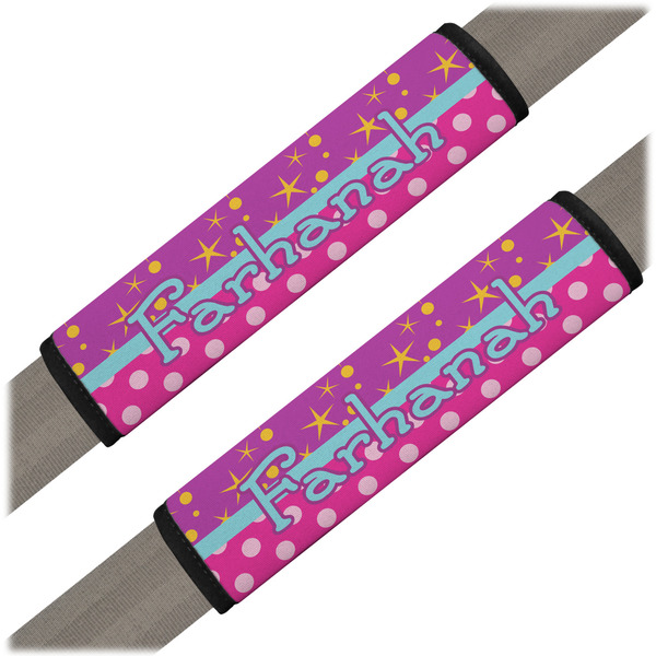 Custom Sparkle & Dots Seat Belt Covers (Set of 2) (Personalized)