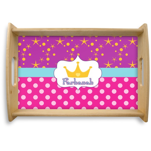 Custom Sparkle & Dots Natural Wooden Tray - Small (Personalized)