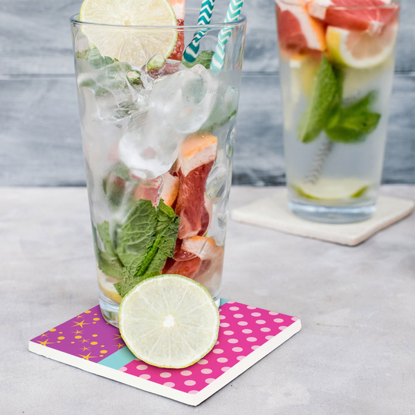 Sparkle & Dots Set of 4 Stone Coasters - In Context View