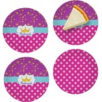 Sparkle & Dots Set of 4 Glass Appetizer / Dessert Plate 8" (Personalized)