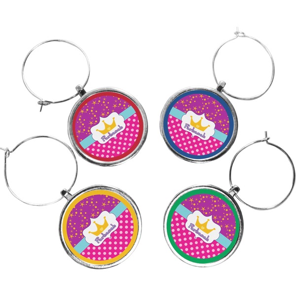 Custom Sparkle & Dots Wine Charms (Set of 4) (Personalized)