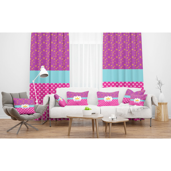 Sparkle & Dots Sheer and Custom Curtains in Room with Matching Pillows