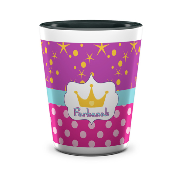 Custom Sparkle & Dots Ceramic Shot Glass - 1.5 oz - Two Tone - Set of 4 (Personalized)