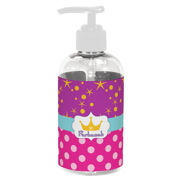 Custom Sparkle & Dots Plastic Soap / Lotion Dispenser (8 oz - Small - White) (Personalized)