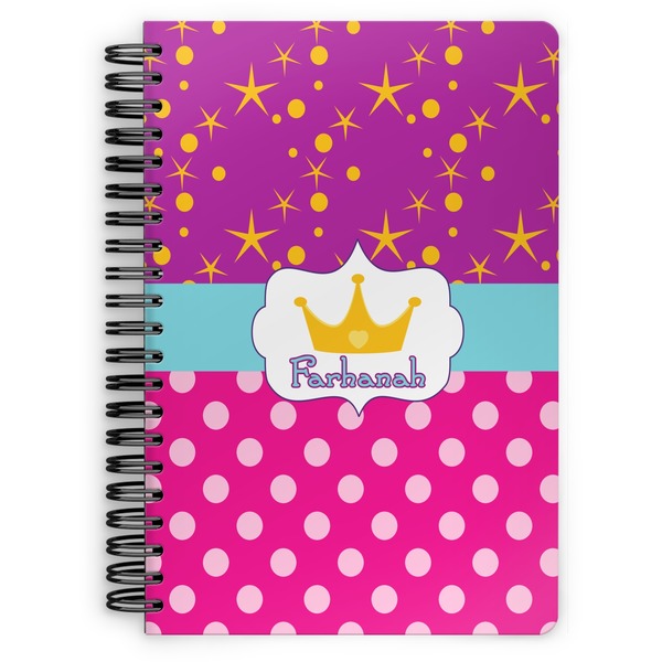 Custom Sparkle & Dots Spiral Notebook - 7x10 w/ Name or Text