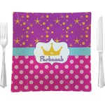 Sparkle & Dots Glass Square Lunch / Dinner Plate 9.5" (Personalized)