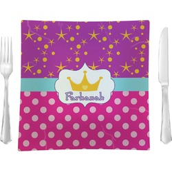 Sparkle & Dots 9.5" Glass Square Lunch / Dinner Plate- Single or Set of 4 (Personalized)