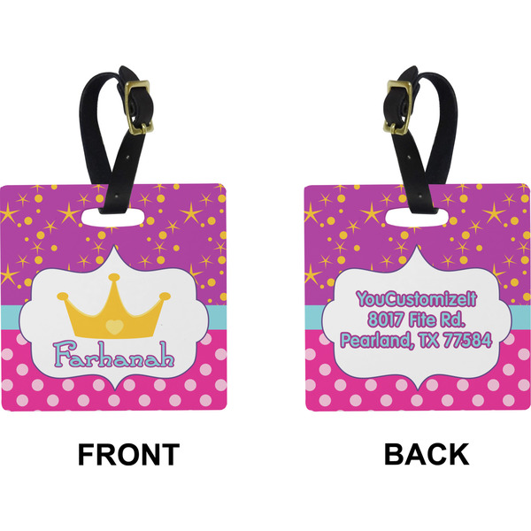 Sparkle & Dots Square Luggage Tag (Front + Back)