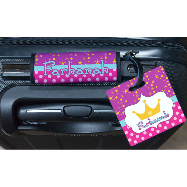 Sparkle & Dots Square Luggage Tag & Handle Wrap - In Context