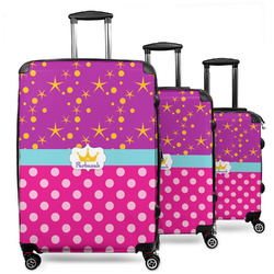 Sparkle & Dots 3 Piece Luggage Set - 20" Carry On, 24" Medium Checked, 28" Large Checked (Personalized)