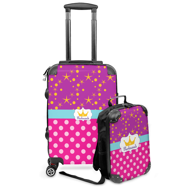 Custom Sparkle & Dots Kids 2-Piece Luggage Set - Suitcase & Backpack (Personalized)