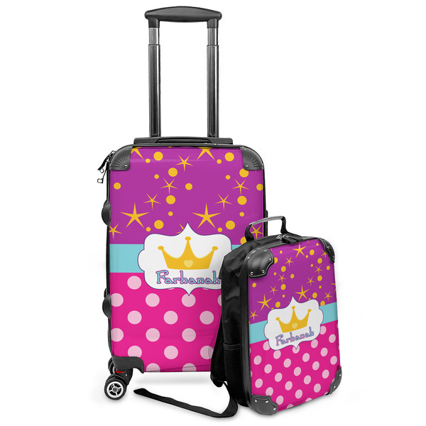 Custom Sparkle & Dots Kids 2-Piece Luggage Set - Suitcase & Backpack (Personalized)