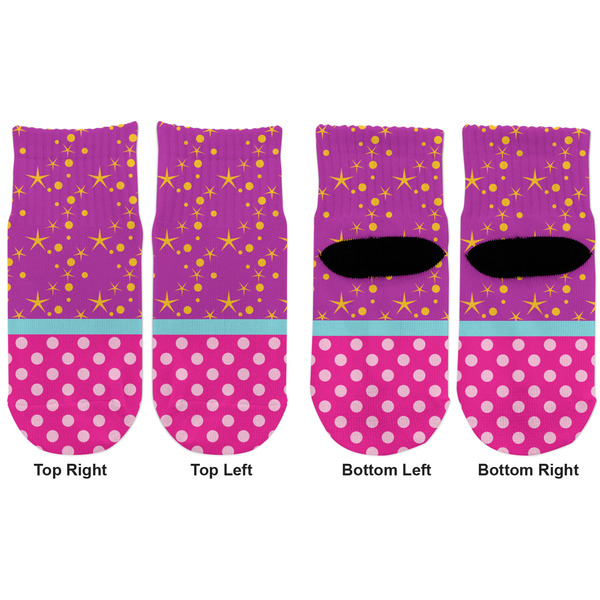 Sparkle & Dots Toddler Ankle Socks - Double Pair - Front and Back - Apvl