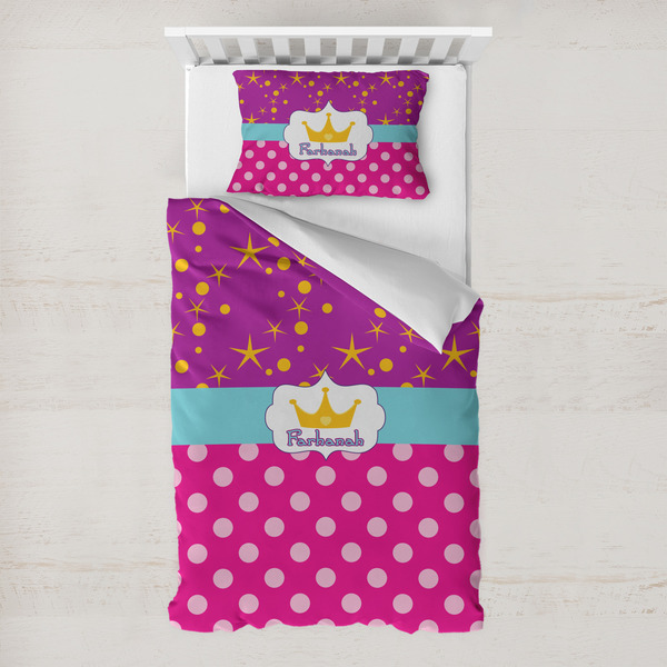 Custom Sparkle & Dots Toddler Bedding w/ Name or Text