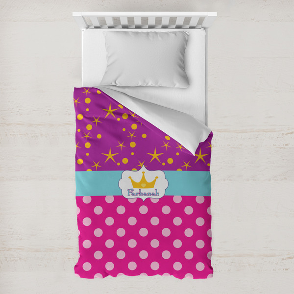 Custom Sparkle & Dots Toddler Duvet Cover w/ Name or Text
