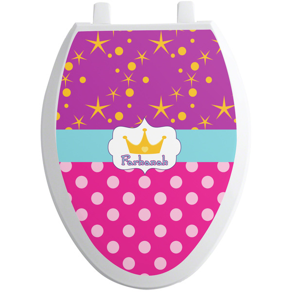 Custom Sparkle & Dots Toilet Seat Decal - Elongated (Personalized)