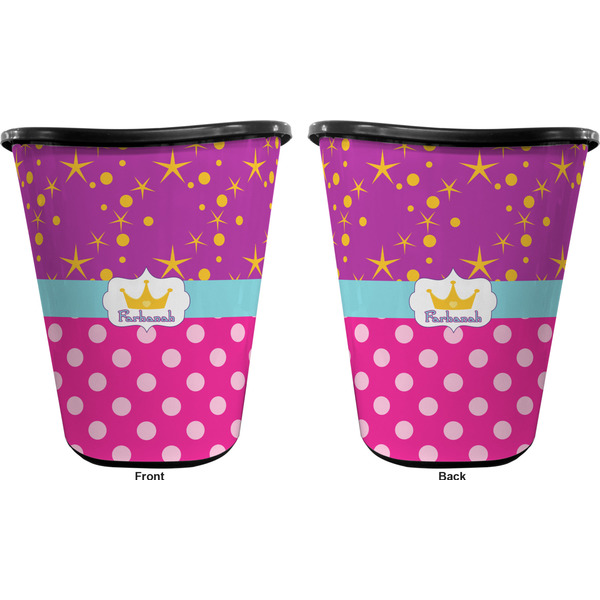 Sparkle & Dots Trash Can Black - Front and Back - Apvl