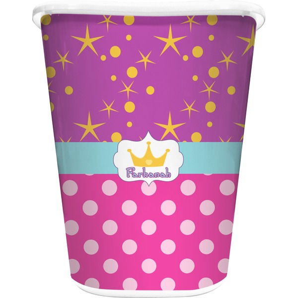 Custom Sparkle & Dots Waste Basket - Double Sided (White) (Personalized)