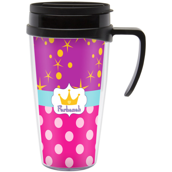 Custom Sparkle & Dots Acrylic Travel Mug with Handle (Personalized)