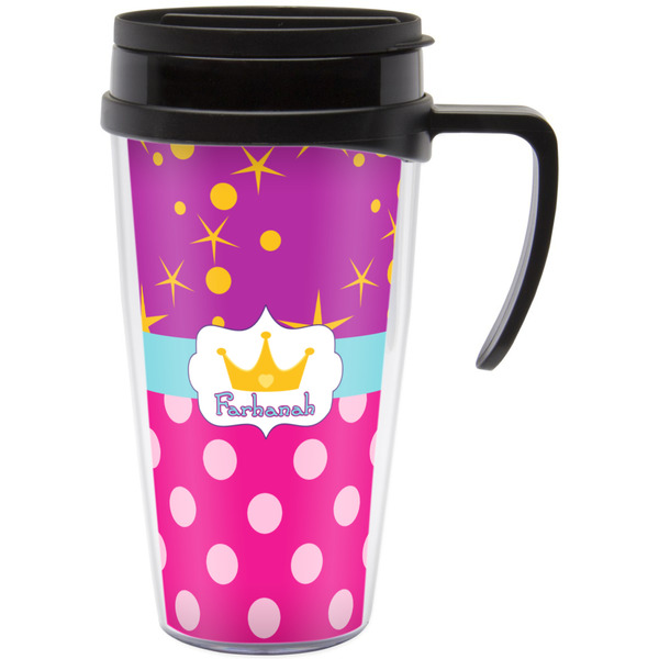 Custom Sparkle & Dots Acrylic Travel Mug with Handle (Personalized)