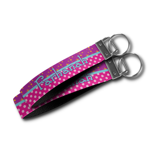 Sparkle & Dots Webbing Keychain FOBs - Size Comparison