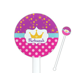 Sparkle & Dots 5.5" Round Plastic Stir Sticks - White - Single Sided (Personalized)