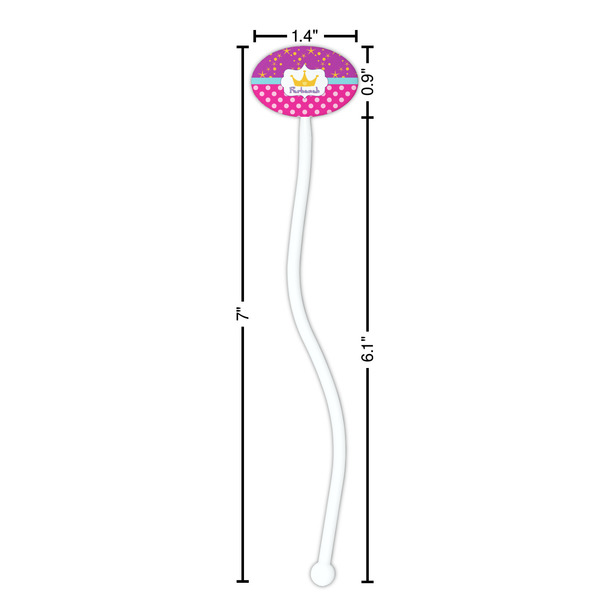 Sparkle & Dots White Plastic 7" Stir Stick - Oval - Dimensions