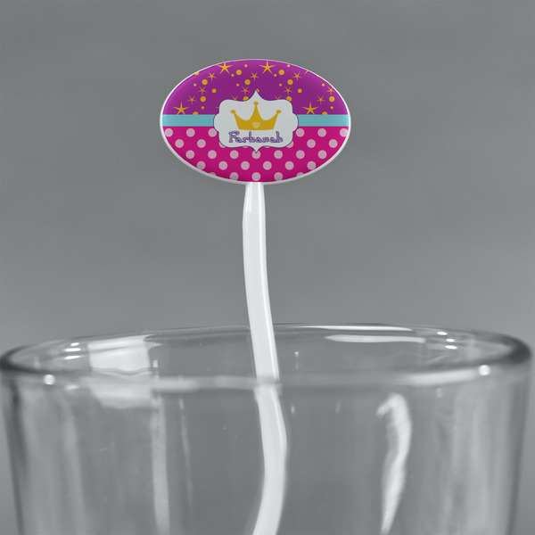 Sparkle & Dots White Plastic 7" Stir Stick - Oval - Main